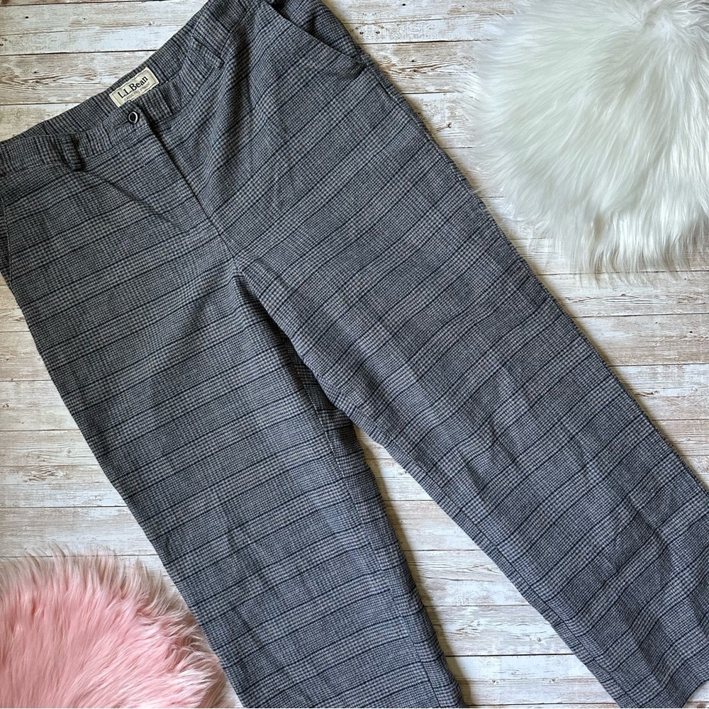 L.L. Bean Gray Plaid Straight Leg Pants